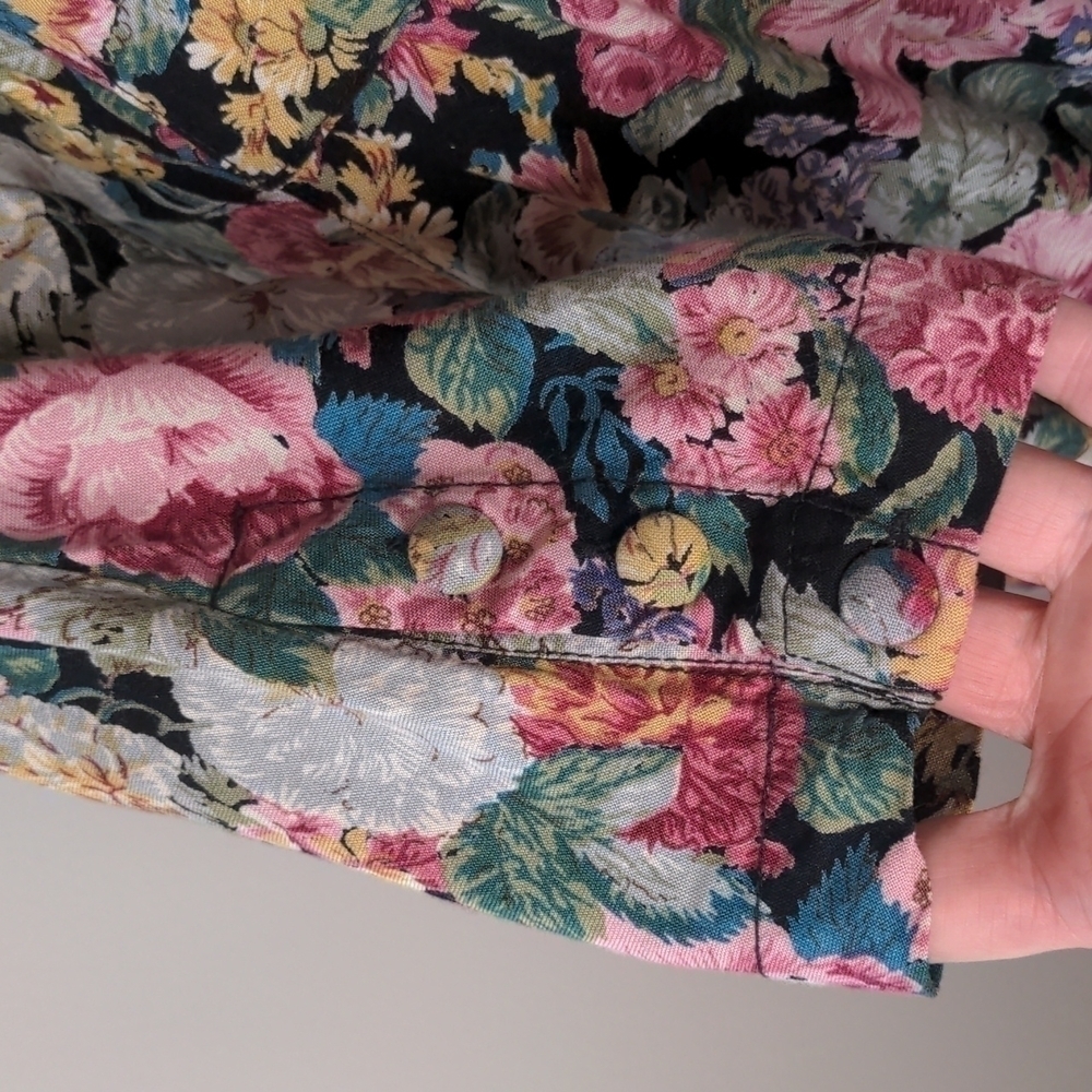 Vintage 80's 90's Floral Long Midi Dress - Picture 5 of 12